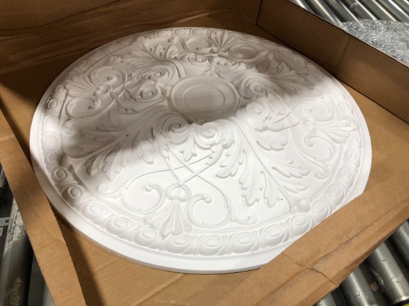 Photo 4 of 32-3/8 in. x 3-1/2 in. Tristan Urethane Ceiling Medallion (Fits Canopies up to 6-1/4 in.), Ultra Pure White
