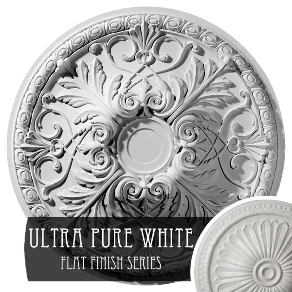 Photo 1 of 32-3/8 in. x 3-1/2 in. Tristan Urethane Ceiling Medallion (Fits Canopies up to 6-1/4 in.), Ultra Pure White
