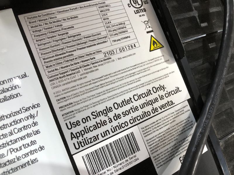 Photo 5 of Honeywell Classic Portable Air Conditioner with Dehumidifier & Fan Cools Rooms Up To 500 Sq. Ft. w Drain Pan & Insulation Tape, (Black/Silver) MN1CFS8, 29.400
