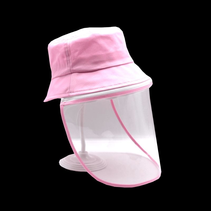 Photo 1 of Cotton Outdoor Protective Hats with Detachable Face Shield, PINK