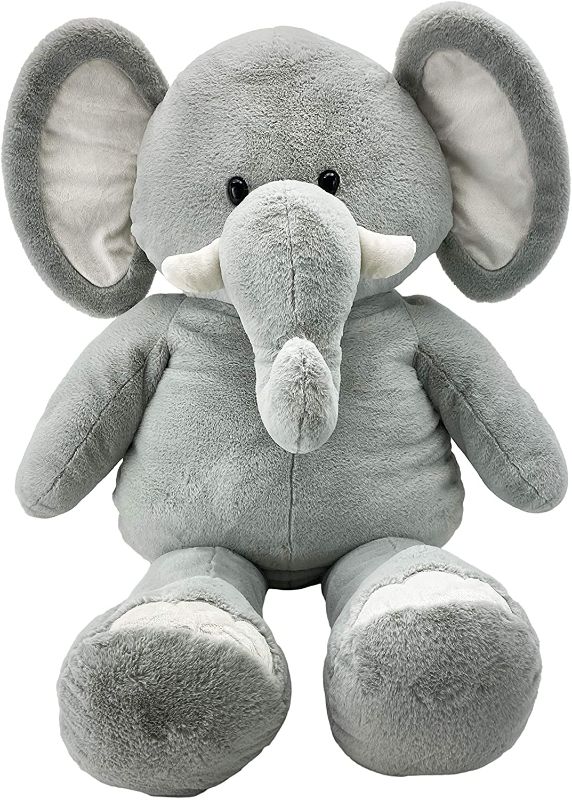 Photo 1 of Animal Adventure | Amazon Exclusive | Sqoosh2Poof | Jumbo Plush Character Compressed Inside Small Box | 44" Elephant , Gray
