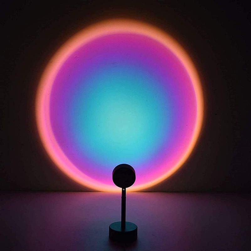 Photo 1 of Rainbow Projection Lamp, 180 Degrees Rotate Sunset Projector Table Lamp, Romantic Soothing Mood Night Light for Home Living Room Bedroom Ceiling Wall Décor (Blue Purple,USB Charging)
