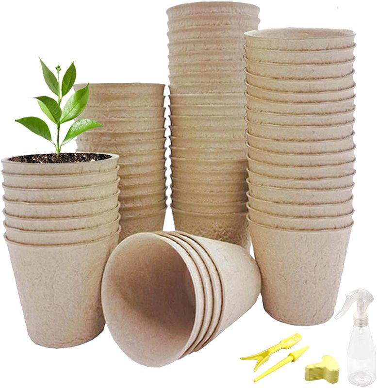 Photo 1 of 90 Pack 3”Seed Starter Peat Pots TCBWFY Seedling Pots Biodegradable Seed Starter Pots Organic Germination Starter Pots for Planting Outdoor Indoor Plants Planting Pots for Seeds Nursery Pots
