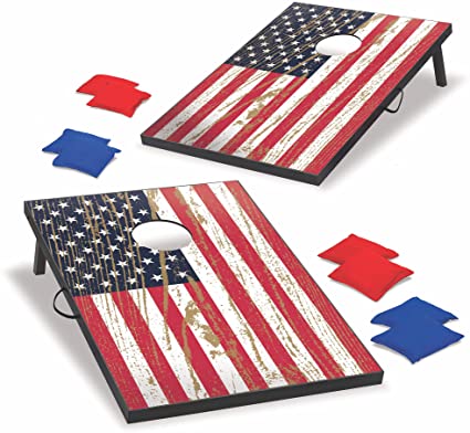 Photo 1 of Backyard Champs Corn Hole Outdoor Game USA Stars and Stripes: 2 Regulation MDF Cornhole Boards and 8 Bean Bags, 2 x 3 Foot
