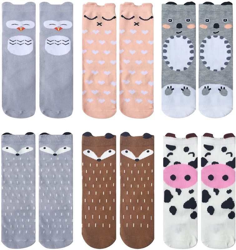 Photo 1 of Fasker 6 Pairs Unisex Baby Girls Socks Boys Toddler Knee High Socks Leg Warmers Animal Baby Stockings, 2 PACKS
