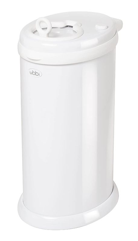 Photo 1 of Ubbi Steel Odor Locking, No Special Bag Required Money Saving, Awards-Winning, Modern Design, Registry Must-Have Diaper Pail, White
