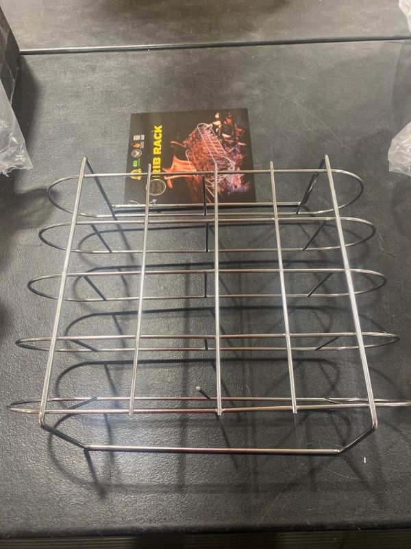 Photo 1 of Extra Long and Wide Beef or Pork Rib Rack for Smoking or Grilling - 15.5” L x 12.25” W x 4.0” H 