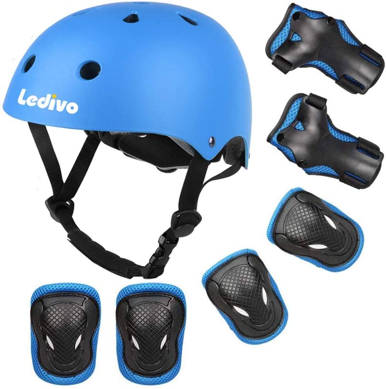 Photo 1 of LEDIVO Kids Adjustable Helmet Suitable for Ages 3-8 Years Toddler Boys Girls, Sports Protective Gear Set Knee Elbow Wrist Pads for Bike Bicycle Skateboard Scooter Rollerblading
