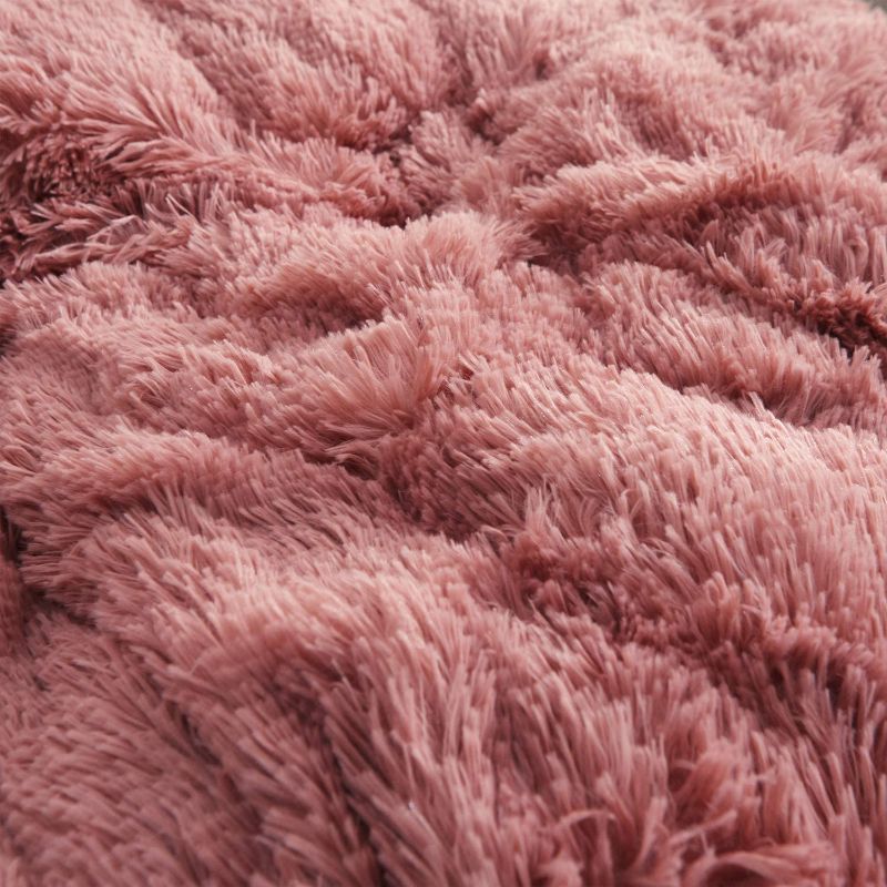 Photo 1 of XeGe Plush Shaggy Duvet cover, Ultra Soft Crystal Velvet Bedding (Queen,Old Pink), COVER ONLY