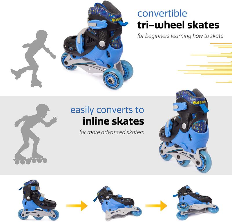 Photo 1 of Bounce Roller Skates for Little Kids - 2-in-1 Roller Skates for Boys, Converts from Tri-Wheel to Inline Skates - Rollerskates for Beginners | Blue
SIZE 38-41