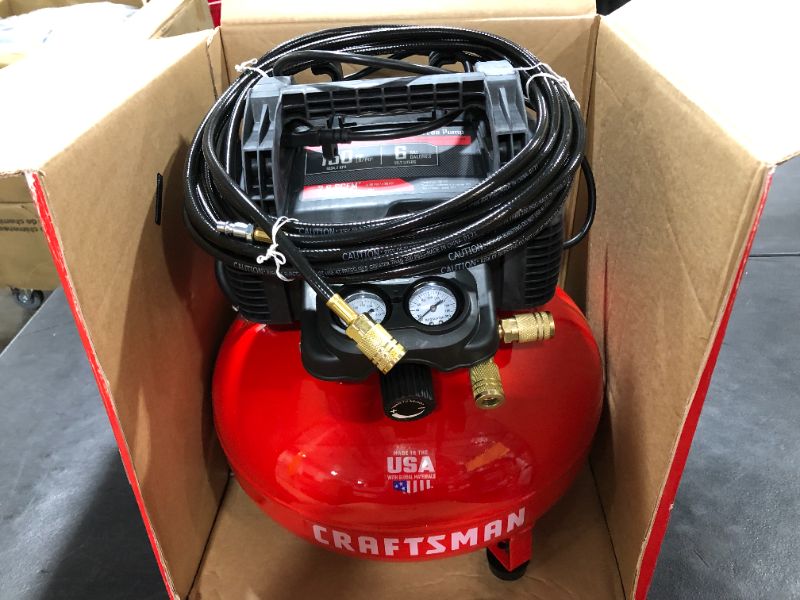 Photo 2 of CRAFTSMAN Air Compressor, 6 Gallon, Pancake, Oil-Free with 13 Piece Accessory Kit (CMEC6150K)