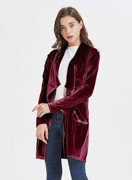 Photo 1 of futurino Women's Solid Long Sleeve Velvet Jacket Open Front Cardigan Coat with Pockets Outerwear---MEDIUM
