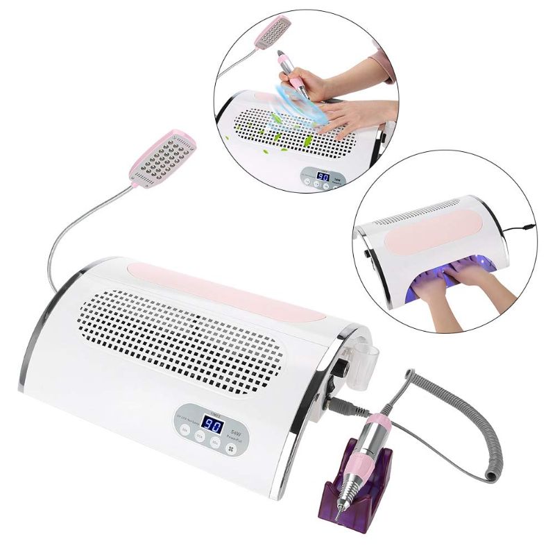 Photo 1 of 4 IN 1 Multi-functional Electric Nail Drill Machine Nail File Drill Pen Kit Nail Art Dust Suction Collector, 54W Nail Dryer Lamp Nail Gel Polish Art Tools for Acrylic Gel Nails(US Plug)
