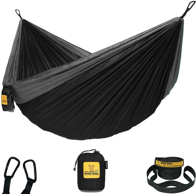 Photo 1 of Wise Owl Outfitters Camping Hammocks - Portable Hammock Single or Double Hammock for Outdoor, Indoor w/ Tree Straps - Backpacking, Travel, and Camping Gear
