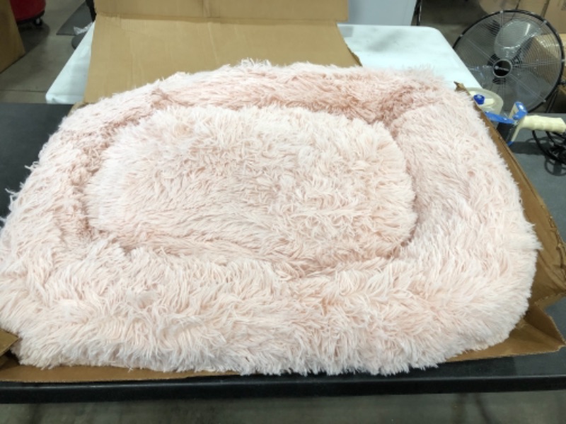 Photo 2 of Best Friends by Sheri the Original Calming Donut Cat and Dog Bed in Shag Fur Cotton Candy Pink Medium 30x30

