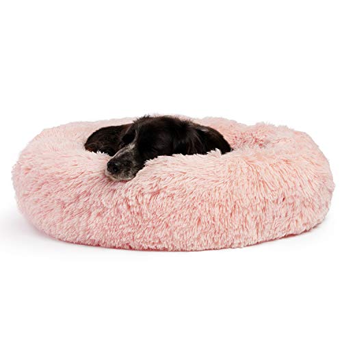 Photo 1 of Best Friends by Sheri the Original Calming Donut Cat and Dog Bed in Shag Fur Cotton Candy Pink Medium 30x30
