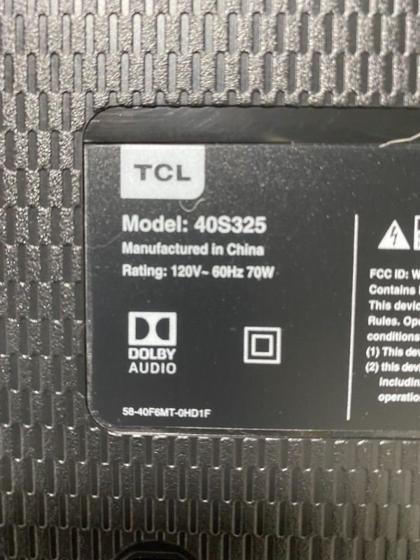 Photo 3 of FOR PARTS ONLY! TCL 40" Class 1080P FHD LED Roku Smart TV 3 Series 40S325