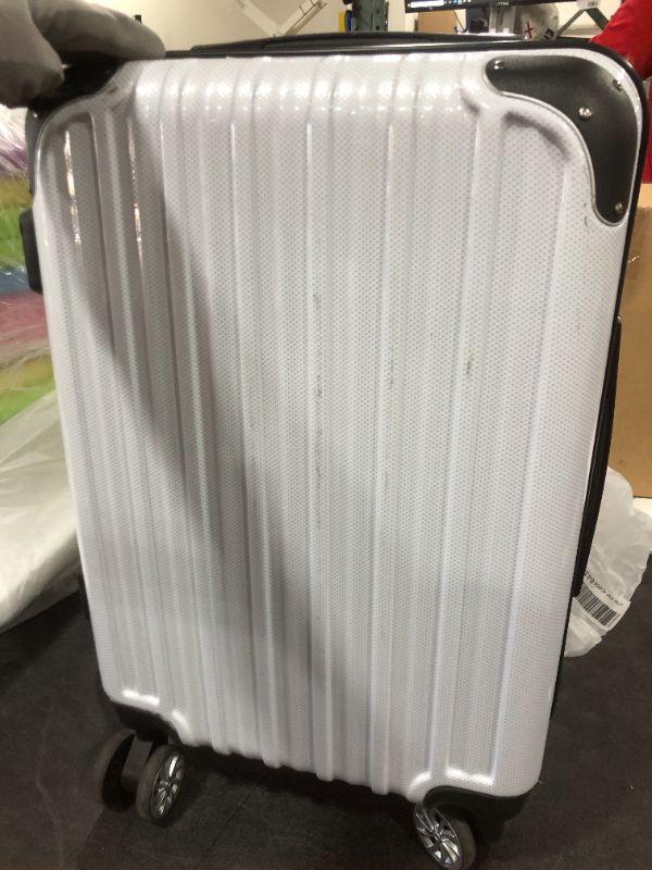 Photo 3 of Coolife Luggage Expandable Carry on (white grid new, S(20in)_carry on)