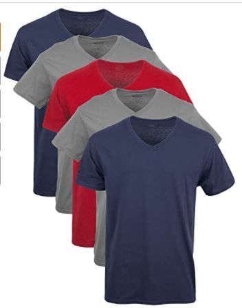 Photo 1 of Gildan Men's Short Sleeve V-neck Assorted Color T-shirt up to XL, 5-pack
