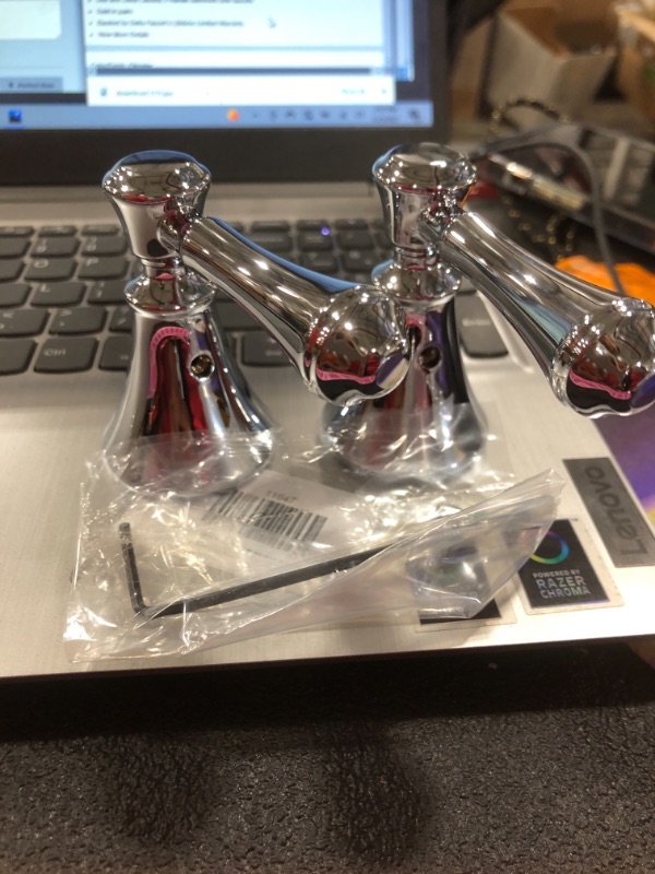 Photo 1 of Delta Pair of Cassidy Metal Lever Handles for Bathroom Faucet in Chrome, Grey
