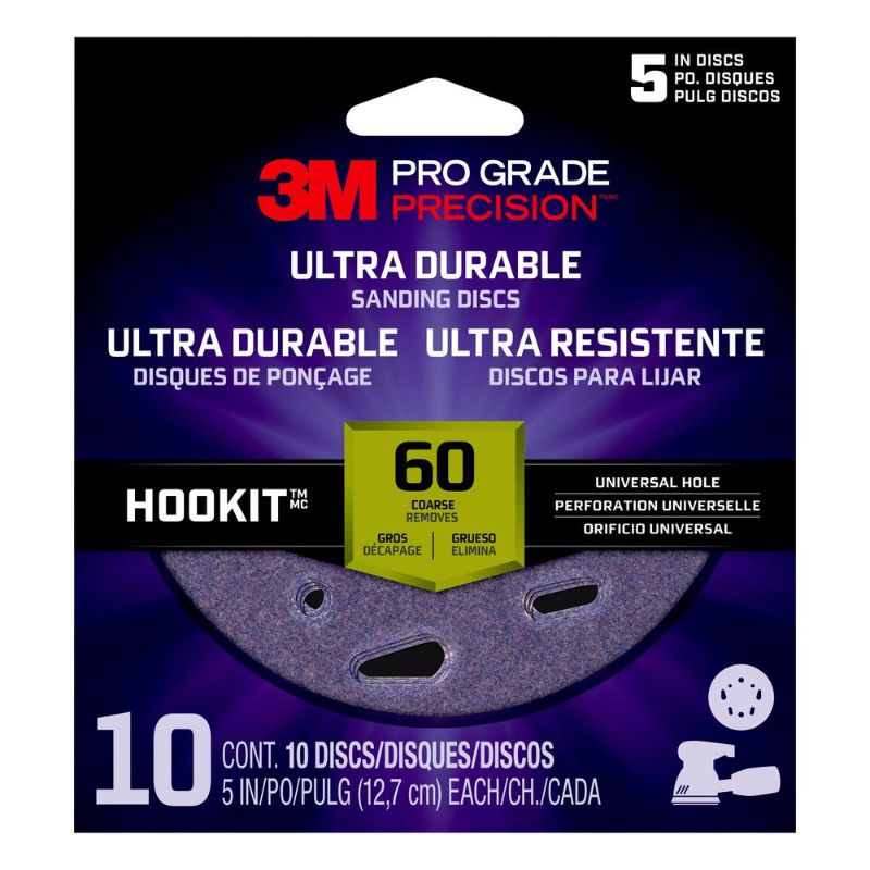 Photo 1 of 3M Pro Grade Precision 5 in. 60-Grit Ultra Durable Universal Hole Sanding Disc 9-Pack)