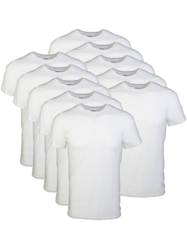 Photo 1 of Gildan Men's Tag Free, Crew T-shirts, White, 12-pack
