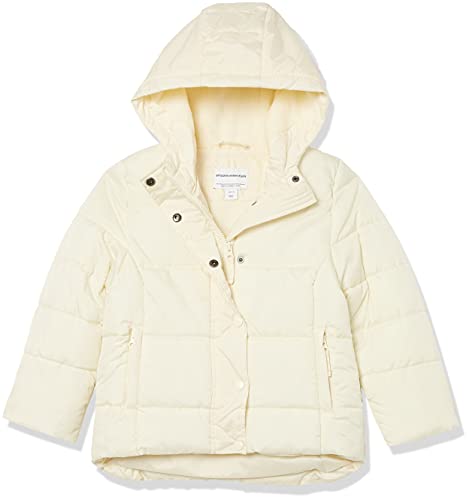 Photo 1 of Amazon Essentials Girls' Heavy-Weight Hooded Puffer Coat, Ivory, Large(10-kids)
