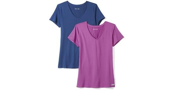 Photo 2 of Essentials Women's 2-Pack Tech Stretch Short-Sleeve V-Neck T-Shirt, Large
