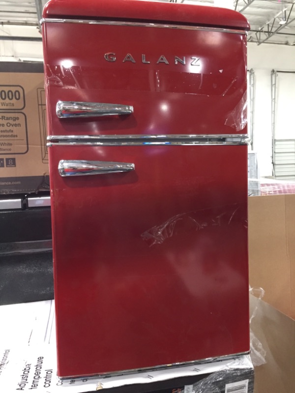 Photo 2 of 3.1 cu. ft. Retro Mini Fridge with Dual Door True Freezer in Red
