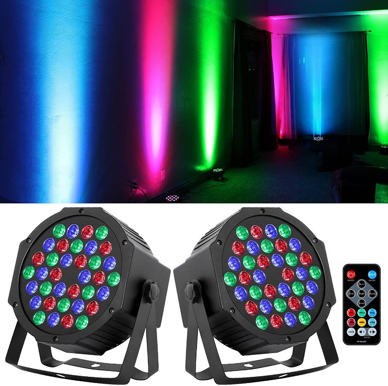 Photo 1 of 36 LED Stage Lights RGB DJ LED Par Light Remote & DMX Controlled Sound Activated Auto Play Uplights for Wedding Birthday Christmas Holiday Music Show Dance Party Stage Lighting
