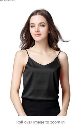 Photo 1 of Miqieer Basic Women's Silk Tank Top Ladies V-Neck Camisole Silky Loose Sleeveless Blouse Satin Tank Shirt. 3XL
