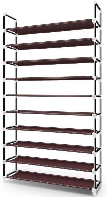 Photo 1 of Awenia 10 Tiers Shoe Rack Organizer 60 Pairs,Adjustable Shoes Shelf Tower Metal Tall for Closet with Spare Parts,DIY Assembly, Black