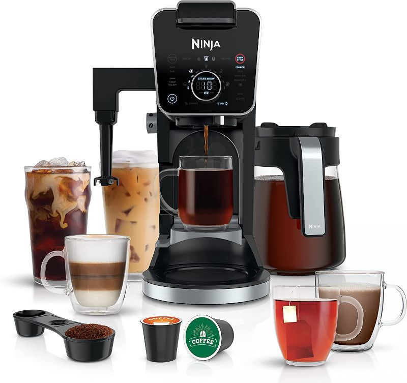 Photo 1 of Ninja CFP301 DualBrew Pro Specialty 12-Cup Drip Maker with Glass Carafe, Single-Serve for Coffee Pods or Grounds, with 4 Brew Styles, Frother & Separate Hot Water System, Black