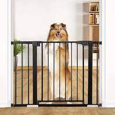 Photo 1 of 43.3 inch Dog Gate Extra Wide Tall Durable Pet Gate Easy Walk Thru Dog Fence Gate for Stairs Doorways House, Fits Openings 37.8"-43.3", Pressure Mounted, Black