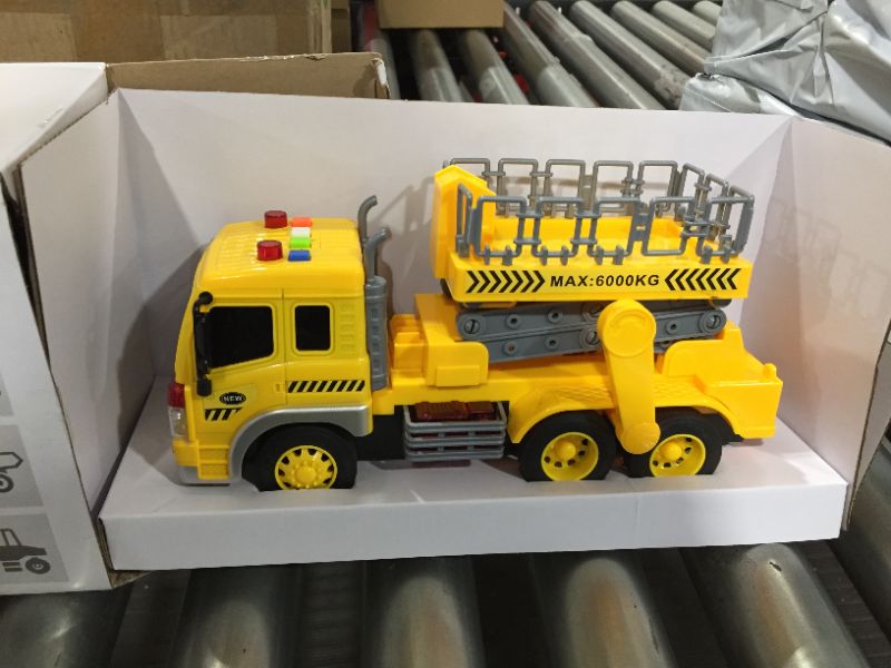 Photo 2 of gizmovine Toy Truck Friction Power with Lights and Sounds, Super Duty Lift construction Vehicles Pull Back & go car Toys for Toddlers Boys, 1:16 Scale