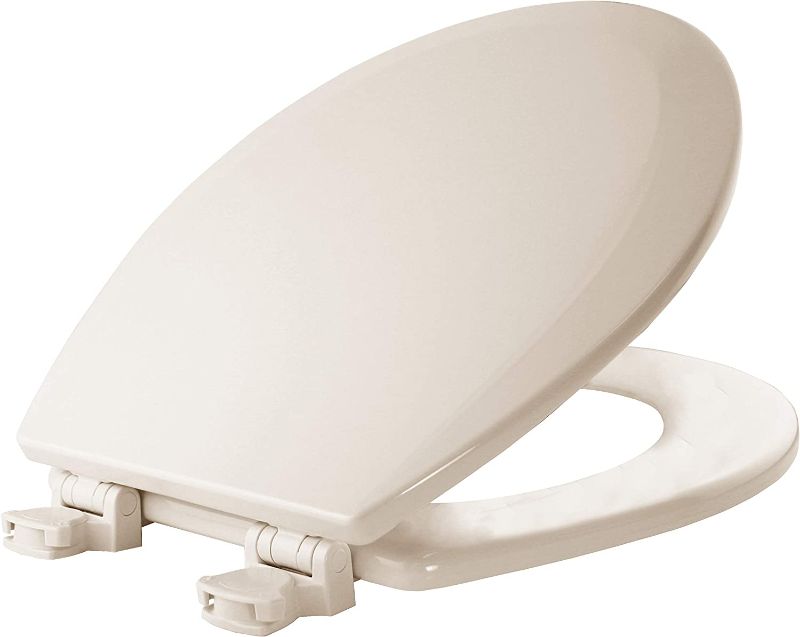 Photo 1 of BEMIS 500EC 346 Toilet Seat with Easy Clean & Change Hinges, ROUND, Durable Enameled Wood, Biscuit/Linen
