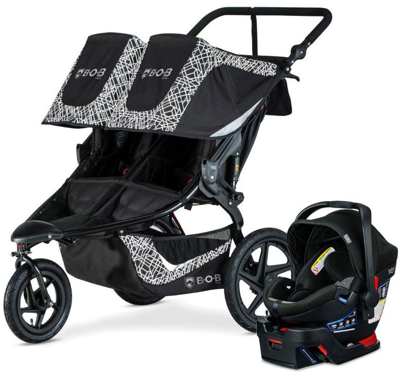 Photo 1 of BOB Revolution Flex 3.0 Duallie Double Jogging Stroller + Britax B-Safe Ultra Gen1 Infant Car Seat Travel System Bundle - Lunar Black/StayClean Gray--- parts only
