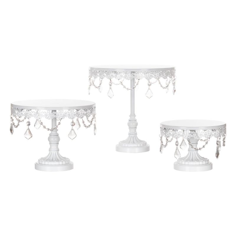 Photo 1 of 3-Piece Crystal Cake Stand Set (White)
