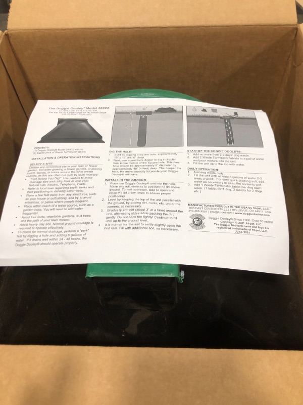 Photo 4 of Doggie Dooley "The Original In-Ground Dog Waste Disposal System, Black with Green Lid (3800X), 1 Count (Pack of 1)
