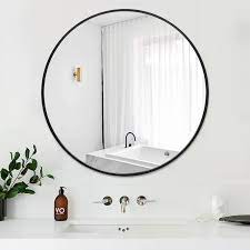 Photo 1 of PexFix Circle Wall Mirror 30 Inch Black Round Wall Mirror Aluminum Alloy Framed Large Round Mirror for Wall for Entryways, Washrooms, Living Rooms
