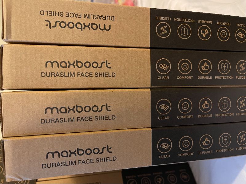 Photo 1 of Maxboost Protective Face Shield - 15 Pack Adult Size, DuraSlim Series-