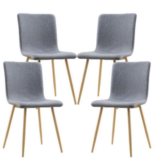 Photo 1 of EdgeMod Wadsworth Dining Chair with Natural Legs in Gray (Set of 4)