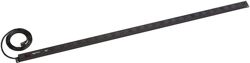 Photo 1 of Amazon Basics Heavy Duty Metal Surge Protector Power Strip with Mounting Brackets - 24-Outlet, 840-Joule (15A On/Off Circuit Breaker)