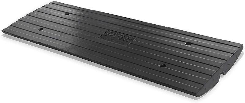 Photo 1 of Car Driveway Curbside Bridge Ramp - Heavy Duty Rubber Threshold Curb Ramp, Used for Loading Dock, Garage, Sidewalk, Truck, Scooter, Bike, Motorcycle, Wheelchair Mobility, Other Vehicle - Pyle