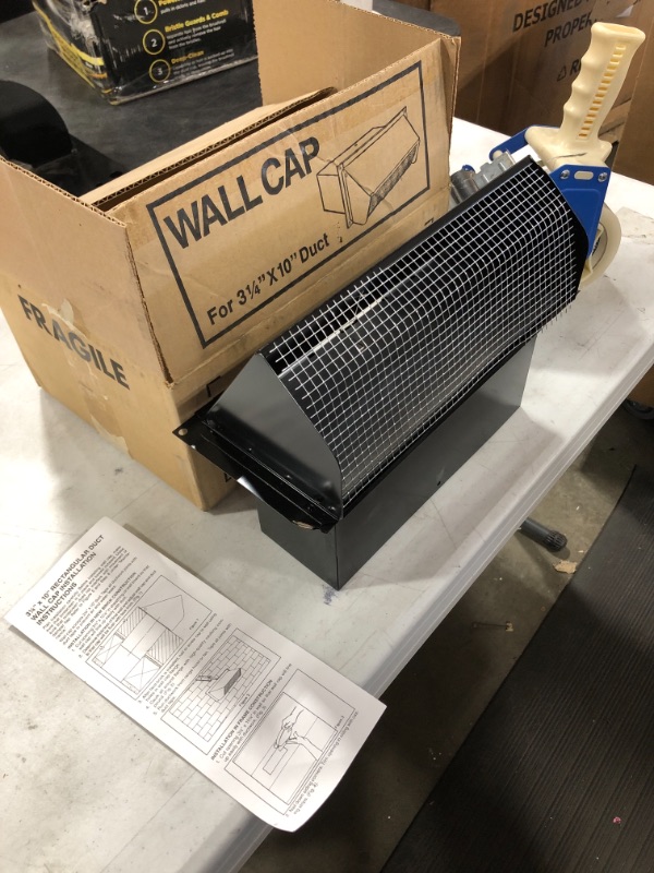 Photo 2 of 639 Wall Cap for 3-1/4" x 10" Duct for Range Hoods and Bath Ventilation Fans, Overall sizing is 12-3/4 wide x 5-5/8 high. Duct fitting protrudes 4-7/8 from.., By Broan