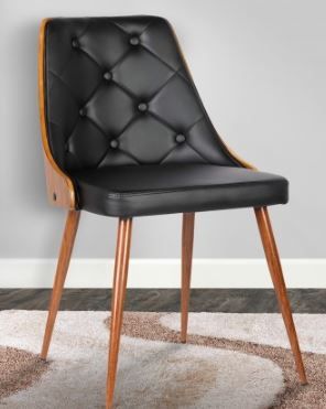 Photo 1 of Armen Living Lily Dining Chair in Grey Faux Leather and Walnut Wood Finish