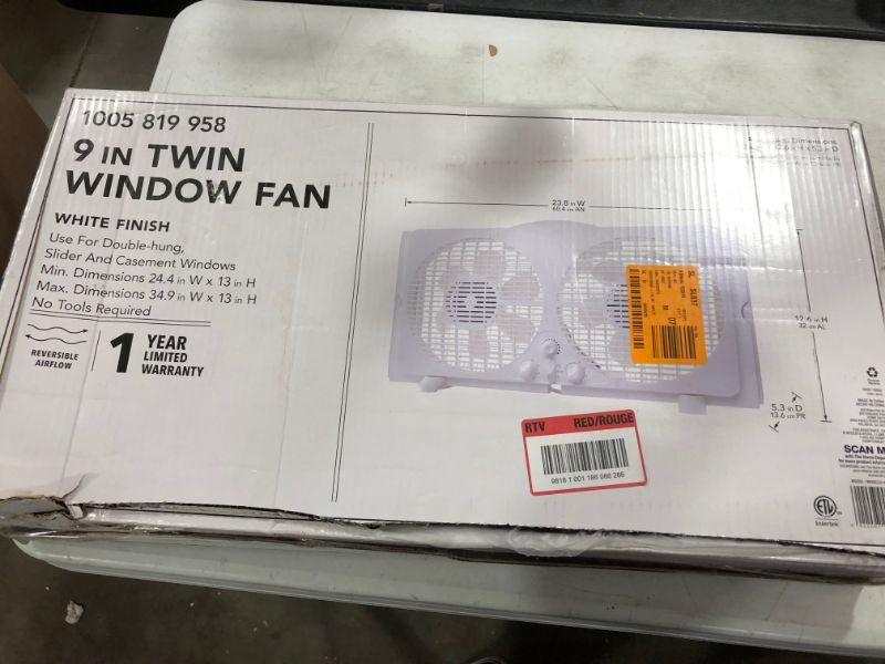 Photo 2 of 9 inch Twin Window Fan 3-Speed Adjustable from 24 to 34 in. Built-in Thermostat