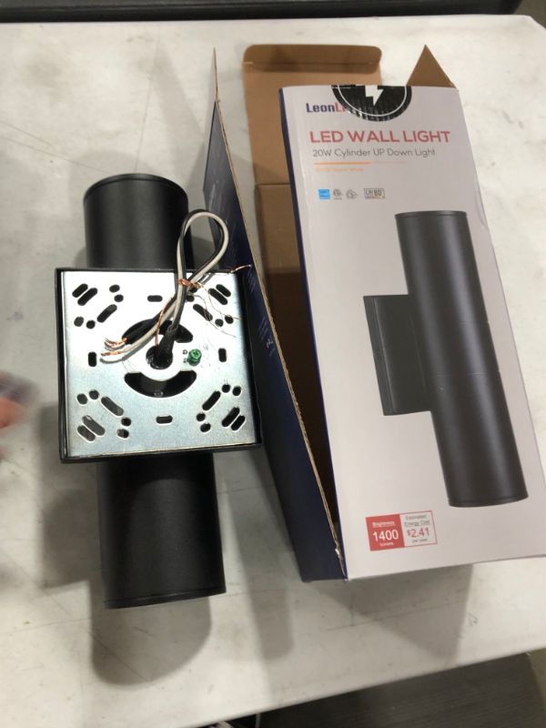 Photo 1 of LEONLITE 20W LED Cylinder Up Down Wall Light, Aluminum Finish Waterproof Super Bright Outdoor Wall Lamp, 100V-277V for Decoration on Door Way, Entry, Corridor, Garage