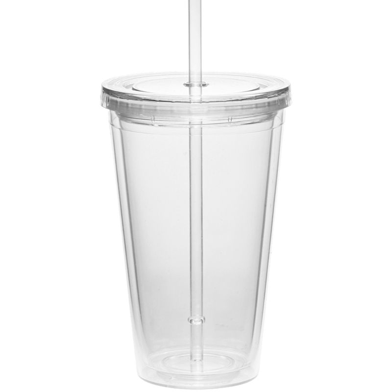 Photo 1 of 16 oz. Double Wall Acrylic Tumblers With Straws
6pack