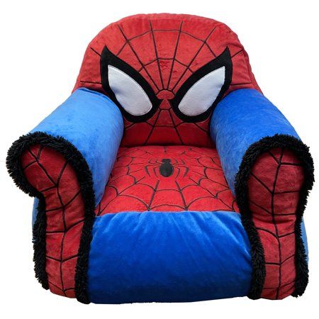 Photo 1 of Marvel Spiderman Kids Figural Bean Bag Chair with Sherpa Trimming, Multi-color
